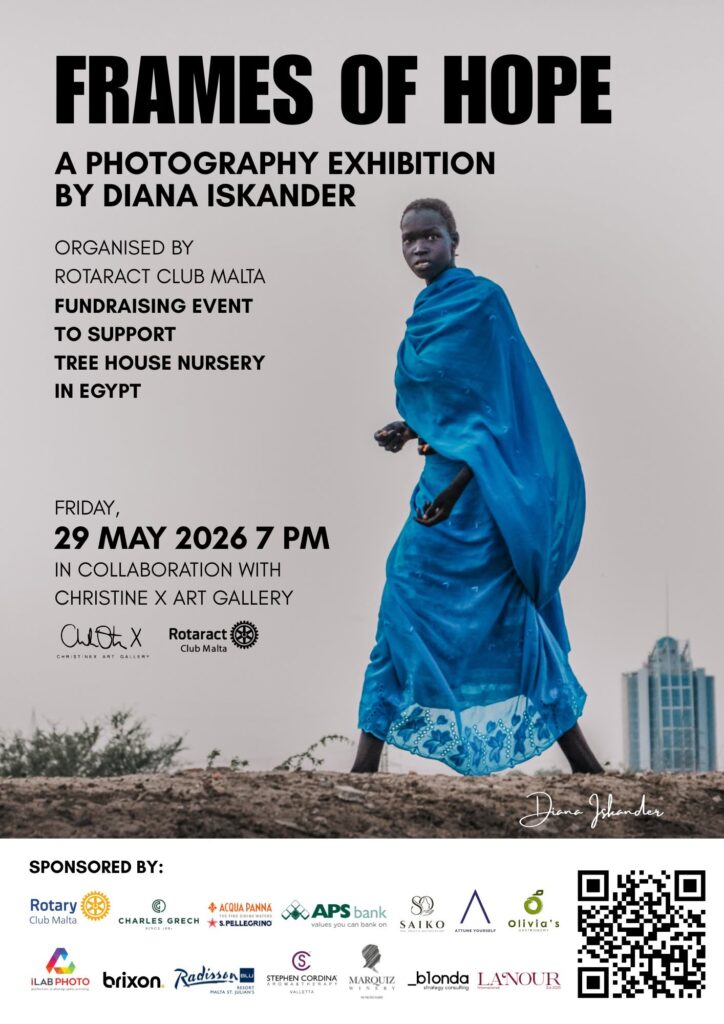 Frames of Hope photography exhibition poster by Diana Iskander, sponsored by b1onda